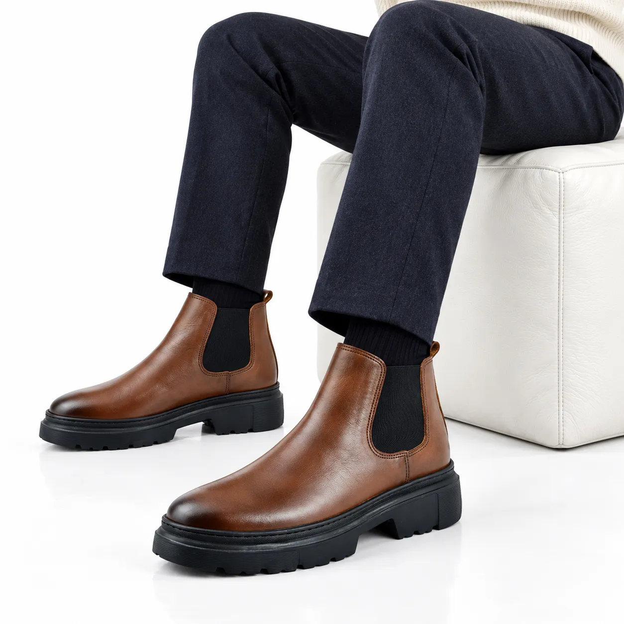 Bottine homme 460 marron cuir pour homme .... 